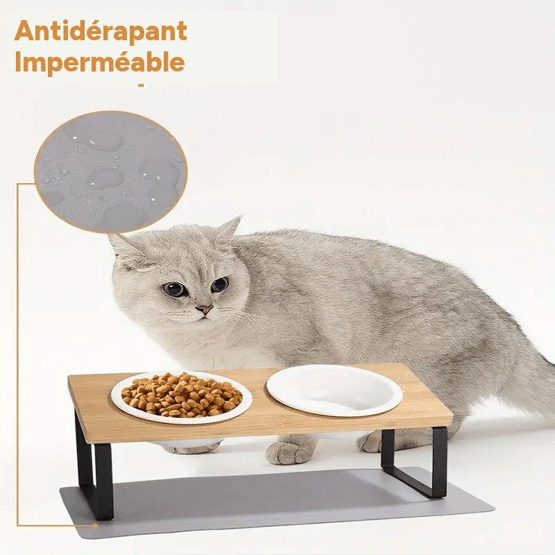 Bol surélevé incliné 15 pour chat et chien - support bambou, bol céramique – détail 3
