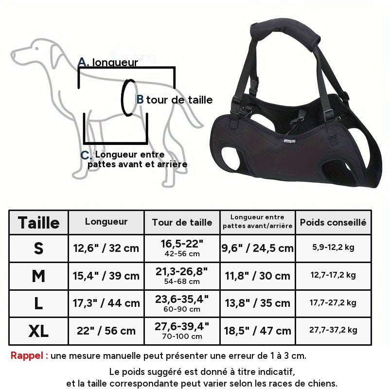 Harnais de soutien pour chien – Aide à la marche, rééducation & levage – One PETS-TOP – vue 4