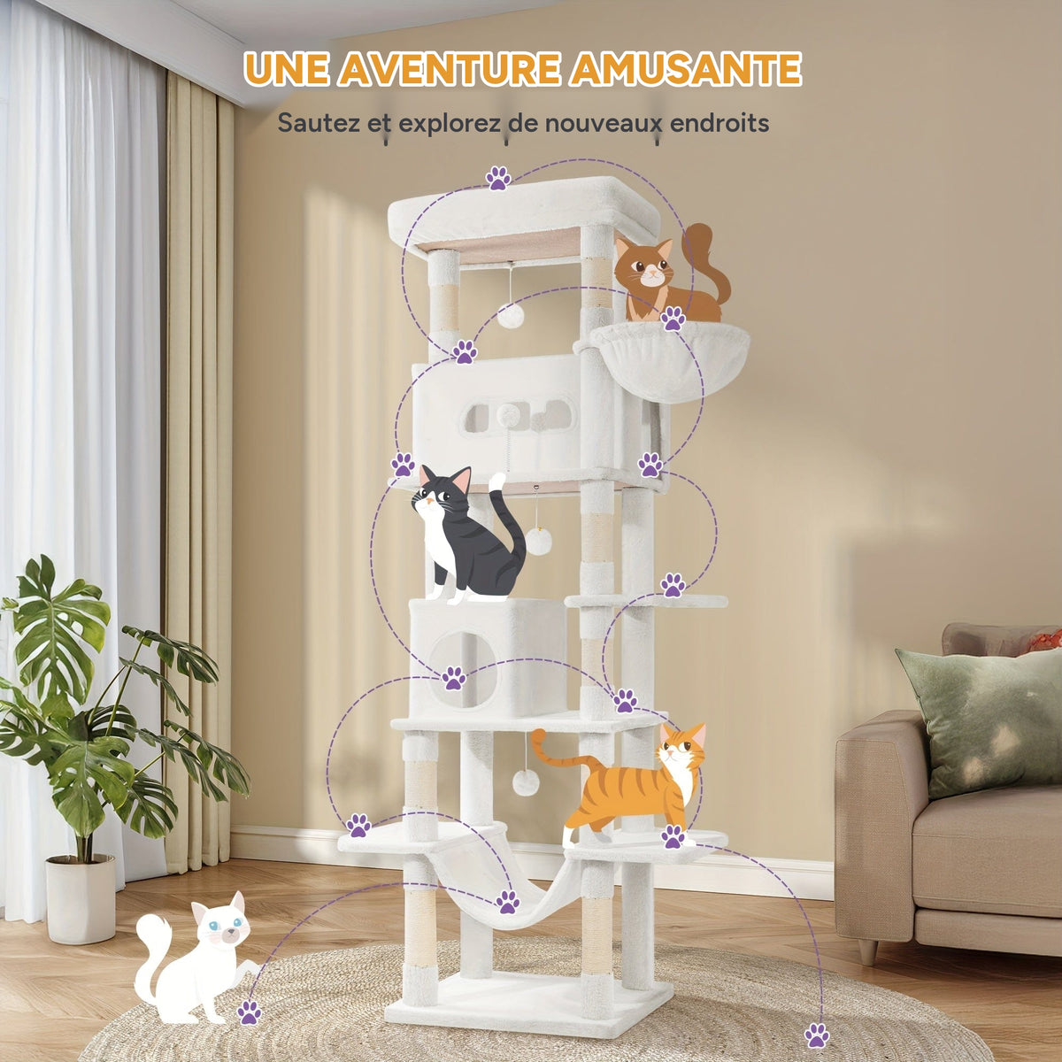 Arbre a chat XXL 210 cm - infographie 2
