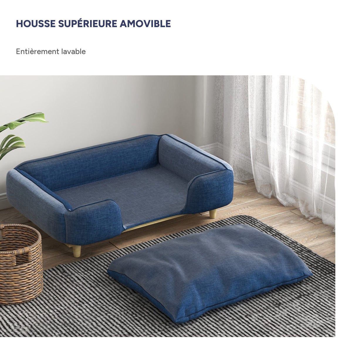 Canapé premium pour grand chien, lit surélevé, coussin lavable – vue 2