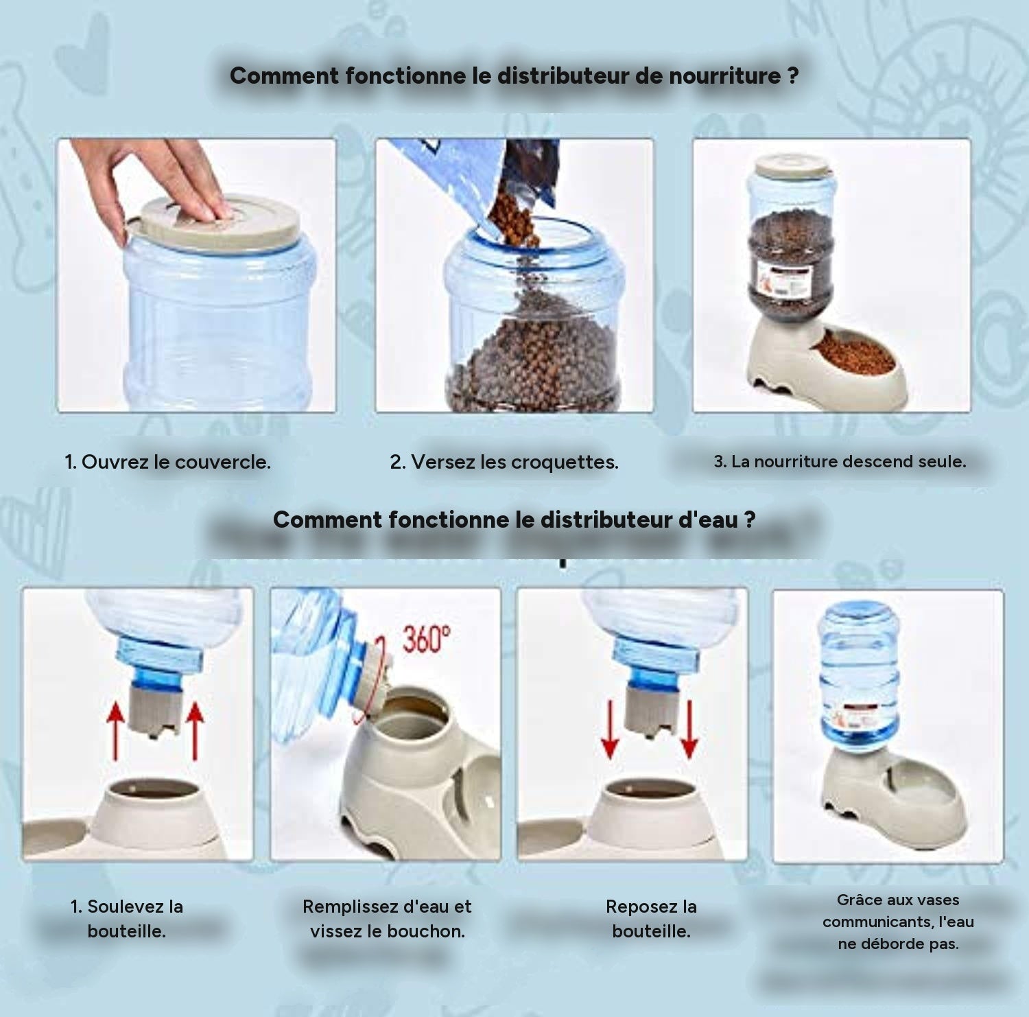 Distributeur nourriture et eau fontaine automatique 3.75L - One PETS-TOP – vue 5