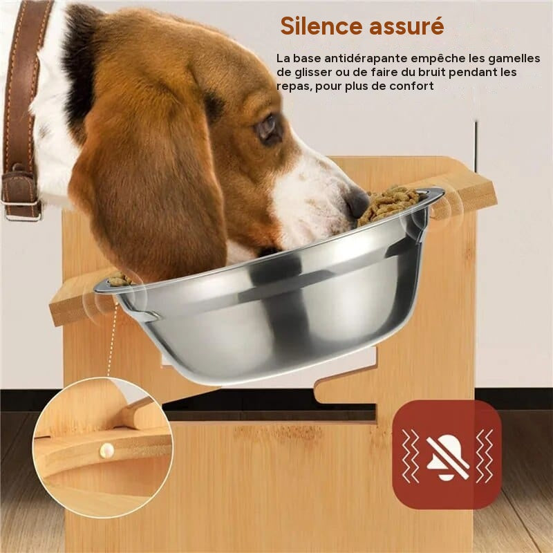 Support De Gamelle Réglable En Bambou Pour Chien Et Chat 🐾 - One PETS-TOP – vue 5