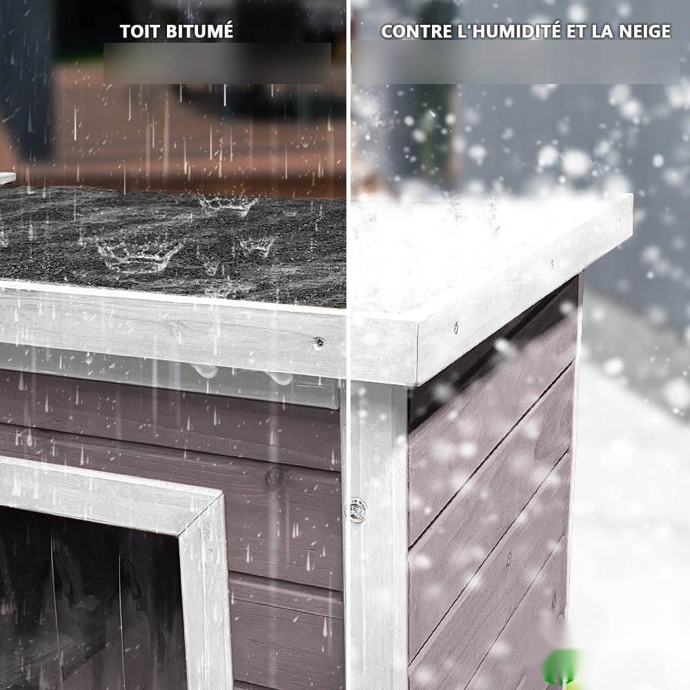 Maison en bois pour chat - niche interieure exterieure toit etanche – détail