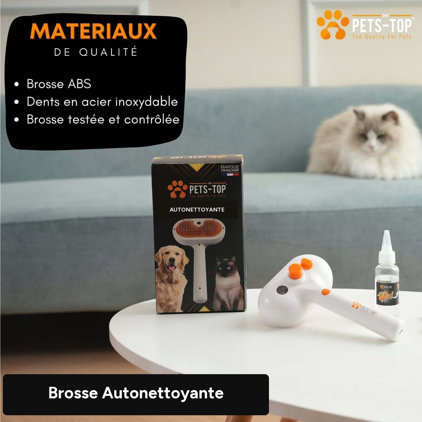 Brosse autonettoyante pour chat et petit chien – One PETS-TOP – vue 4