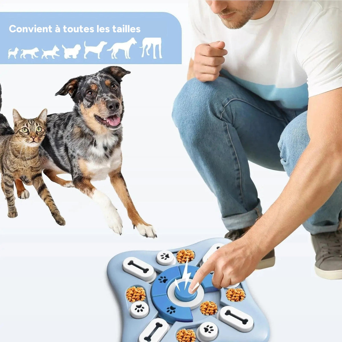 Jouet interactif pour chien & chat – Distributeur de nourriture & puzzle - One PETS-TOP – vue 6