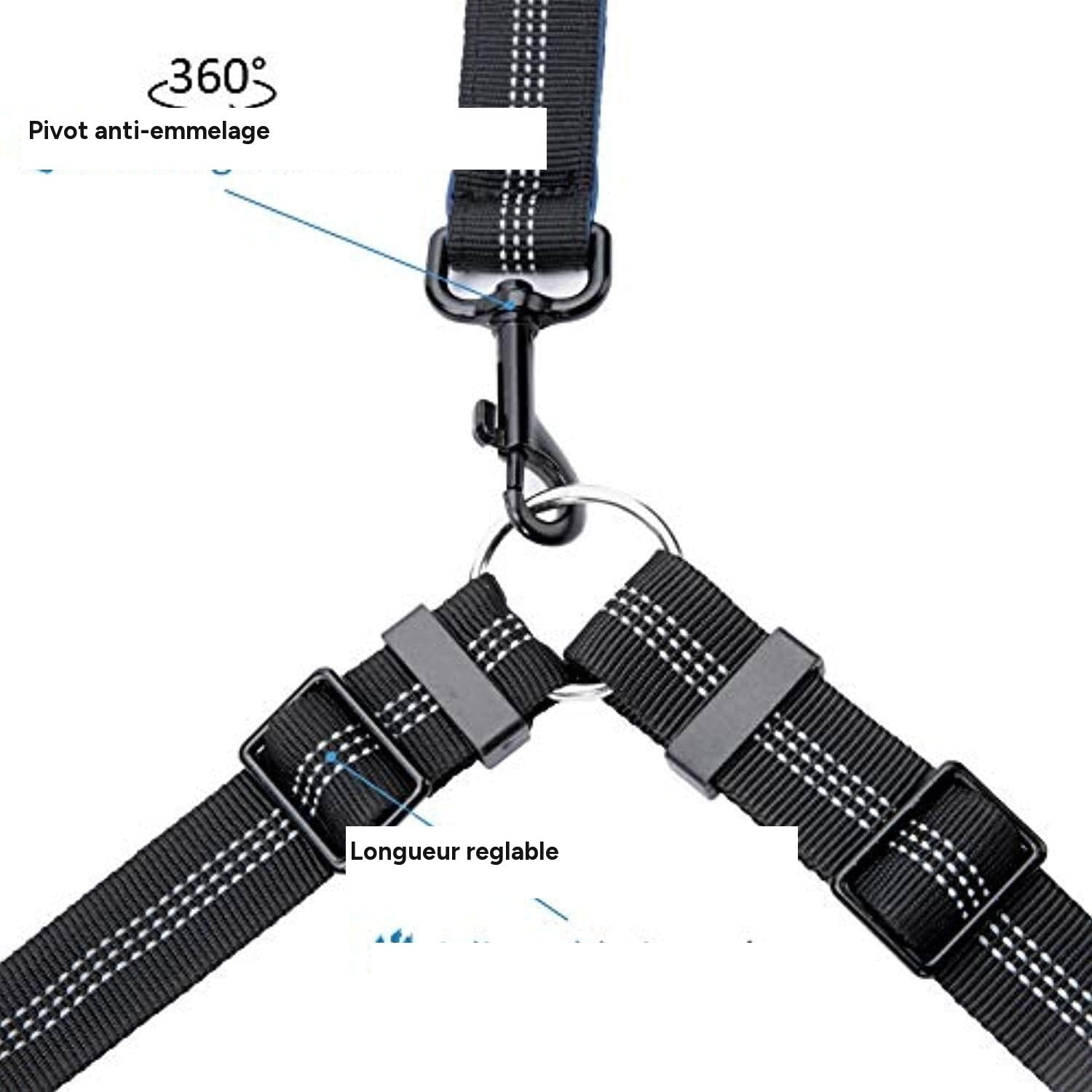 Laisse chien corde mains libres réglable réfléchissante - One PETS-TOP – en situation
