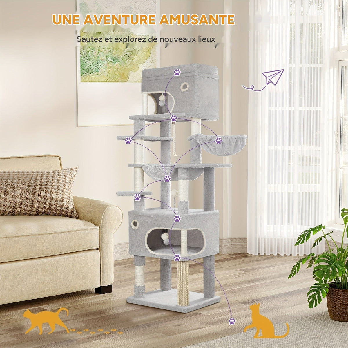 Arbre a chat XXL 7 poteaux - infographie 5