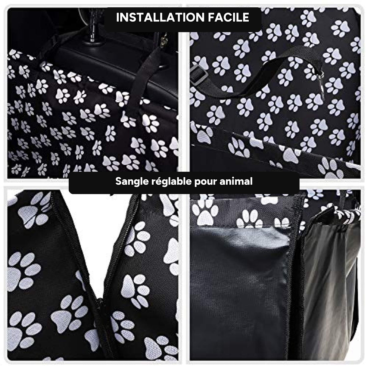 Housse de siège de voiture pour chien - installation