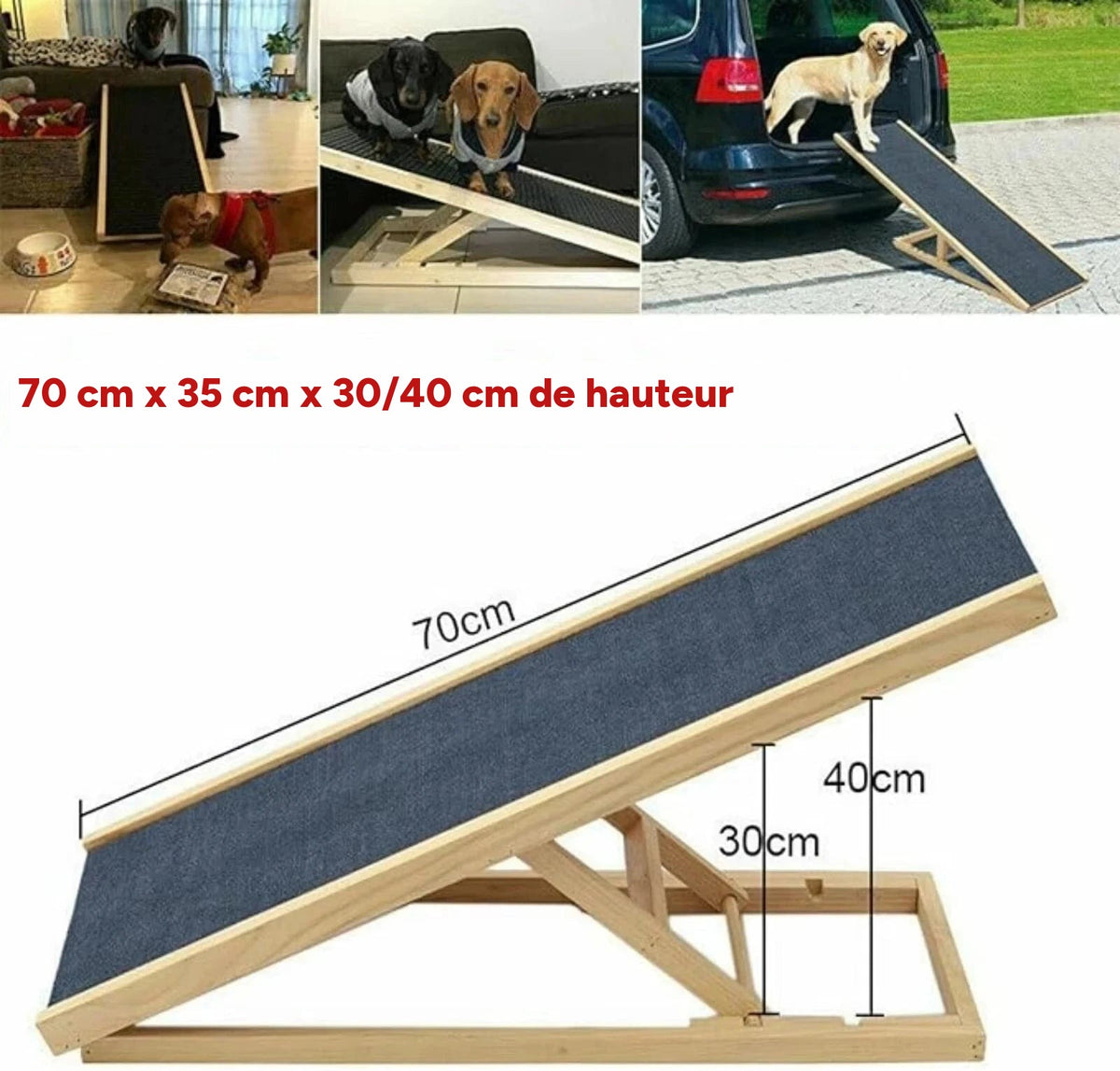 Rampe réglable en bois pour animaux – vue 7