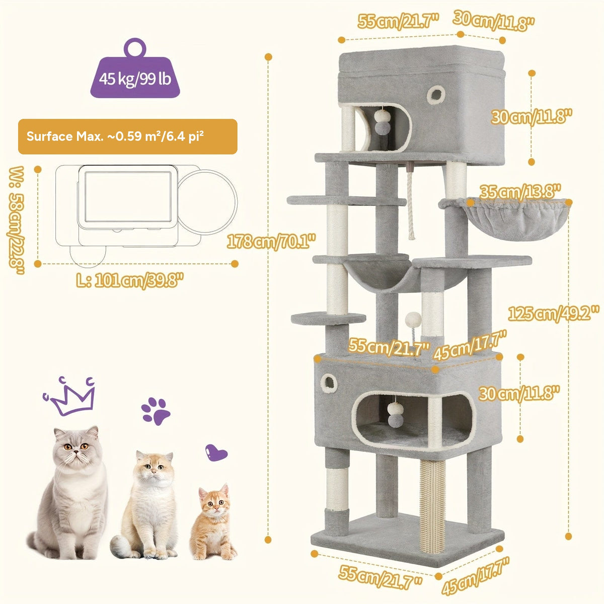 Arbre a chat XXL 7 poteaux - infographie 6