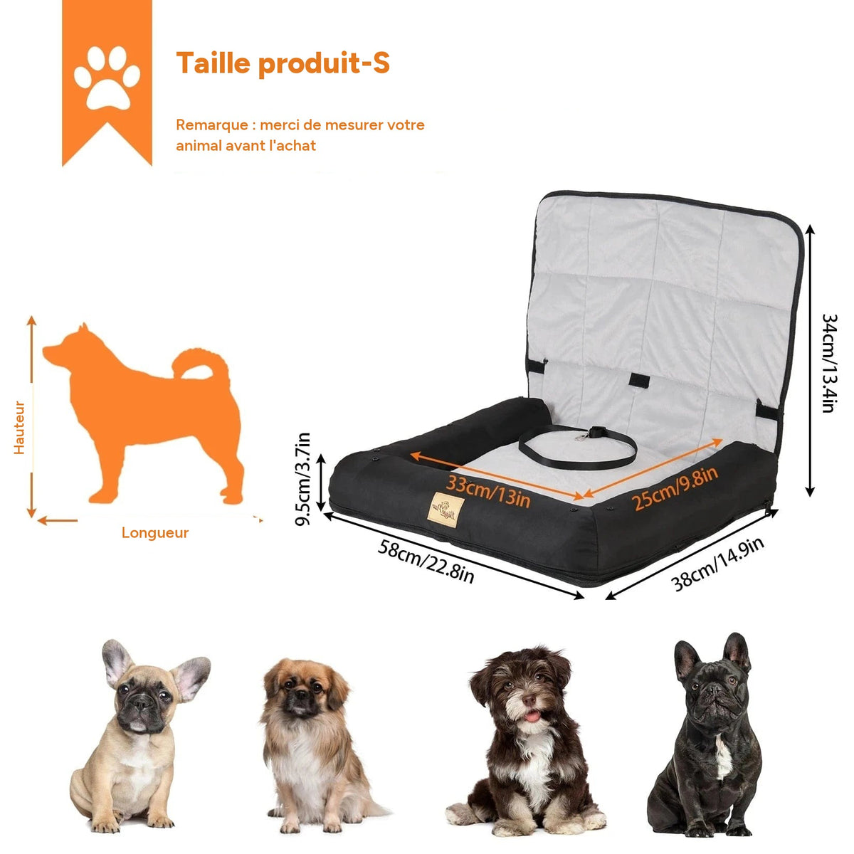 Siège de voiture portable pour chien – Rehausseur étanche avec ceinture - One PETS-TOP – vue 7