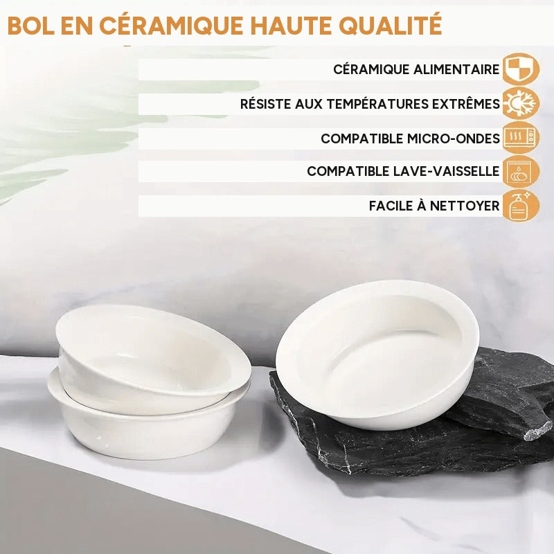 Bol surélevé incliné 15 pour chat et chien - support bambou, bol céramique – détail 5