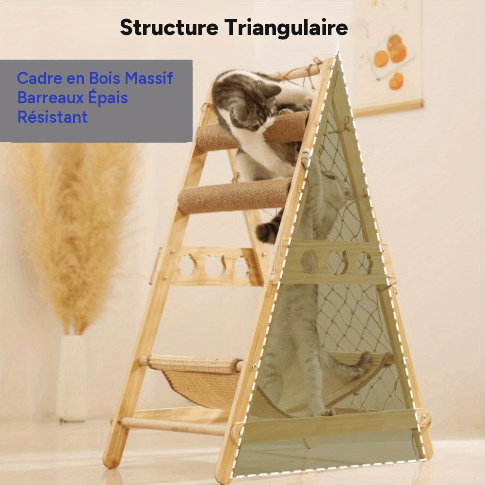 Arbre à chat multi-niveaux bois - infographie 3
