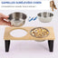 Bols sureleves pour chat, chiot, inclines anti-vomissement avec support bois – en situation