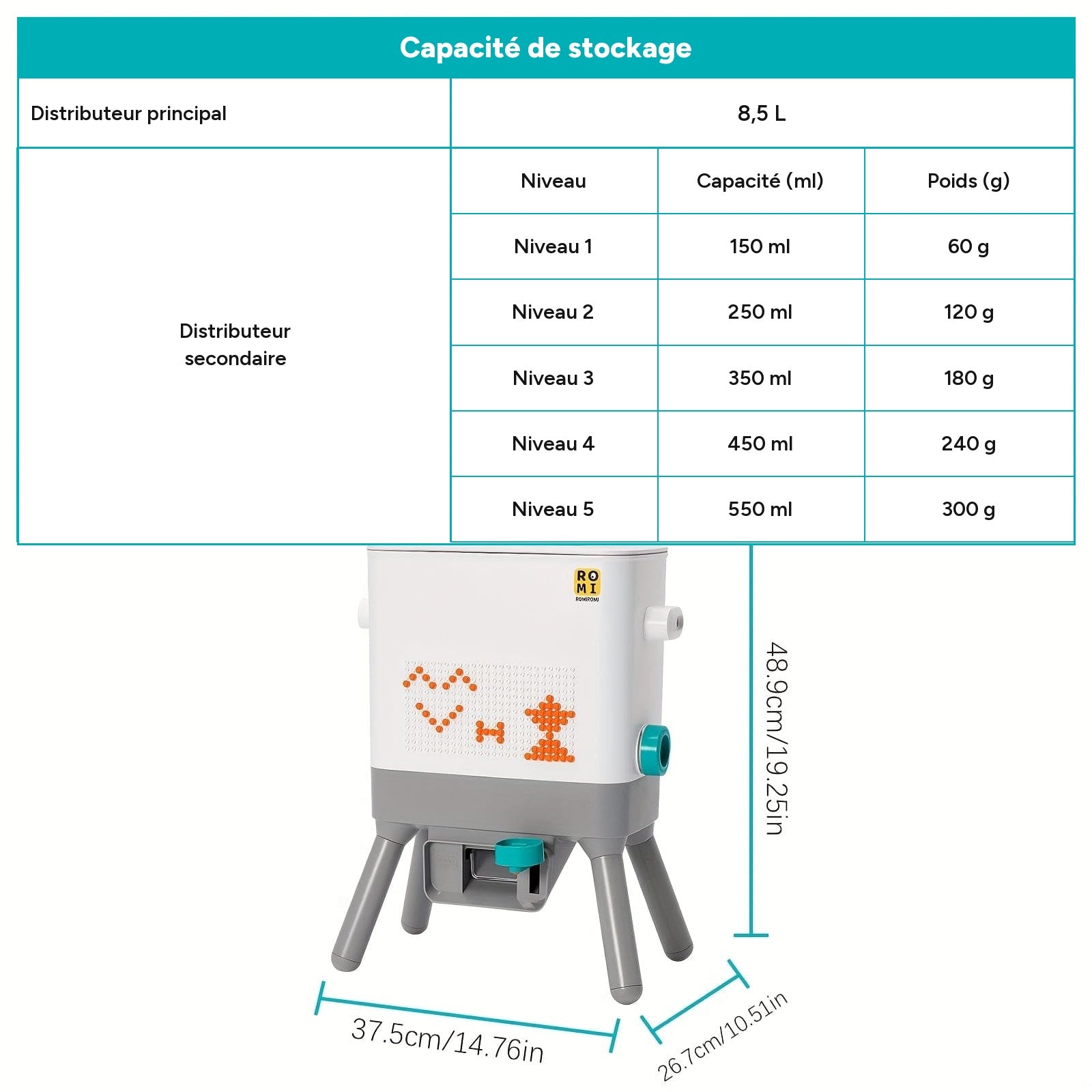 Distributeur automatique 8L pour chats et chiens