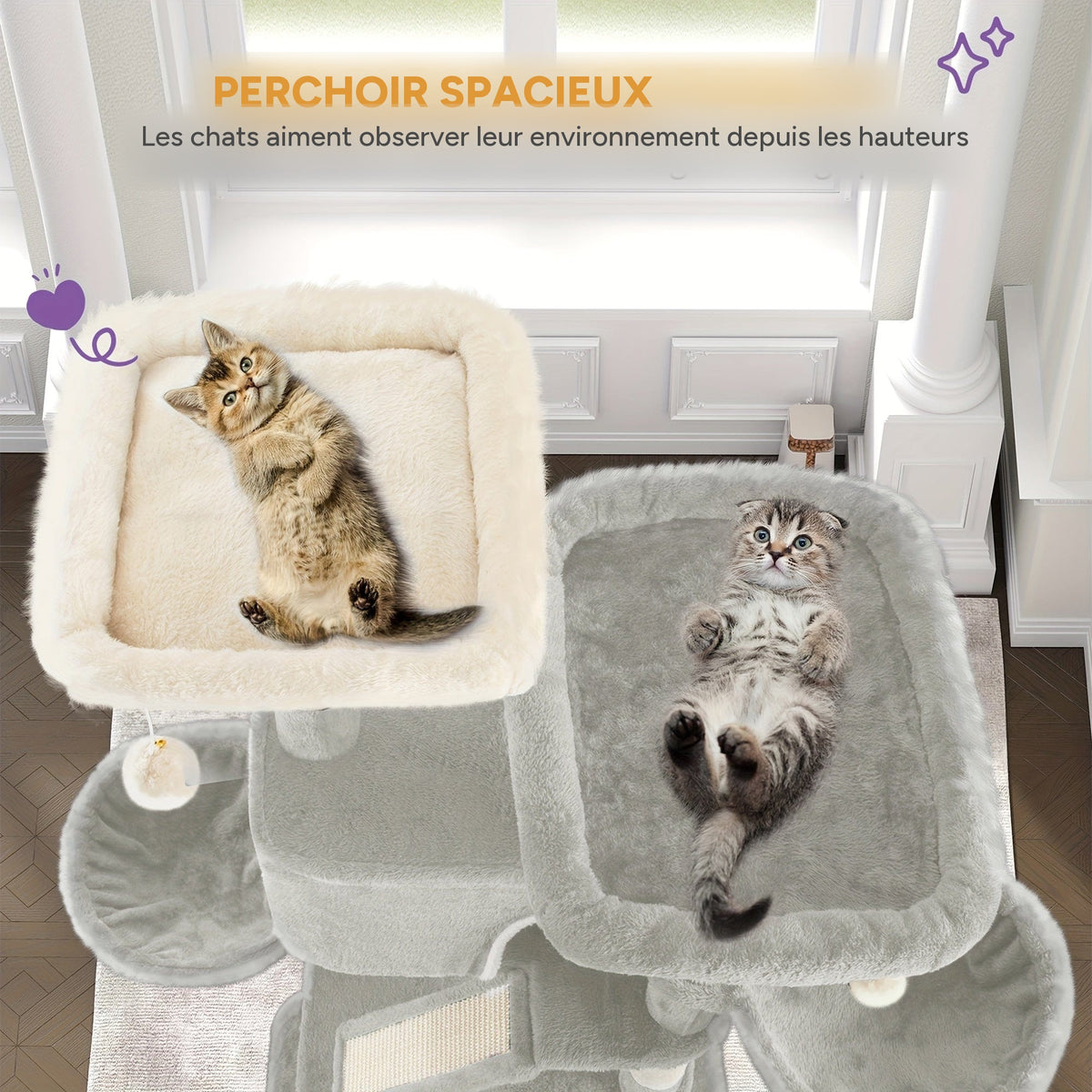 Arbre à chat XXL 185 cm - perchoir spacieux