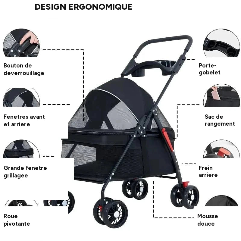 Poussette pliable légère pour animaux – vue 9