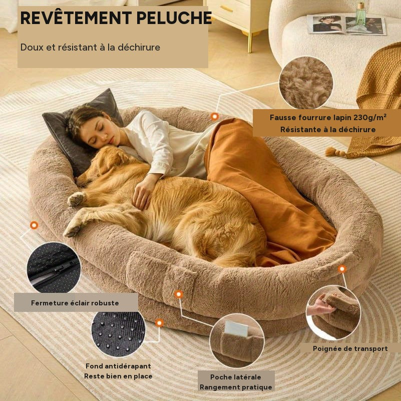 Lit pour chien XXL 183x122 cm ultra confort housse lavable – vue de profil