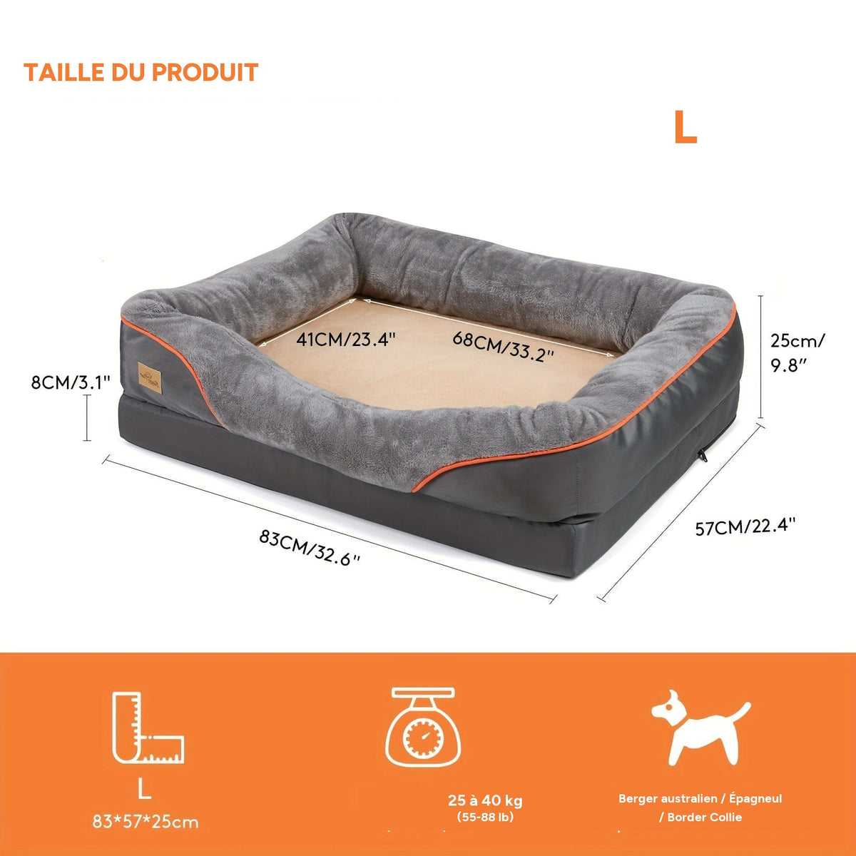 Lit orthopédique XXL pour chien sofa moelleux avec housse lavable – vue 2
