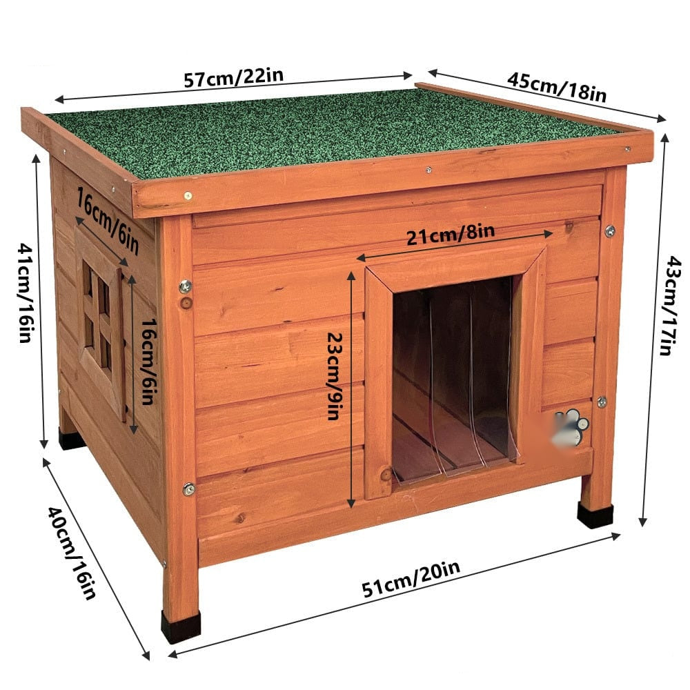 Maison en bois pour chat - niche interieure exterieure toit etanche – vue de dessus