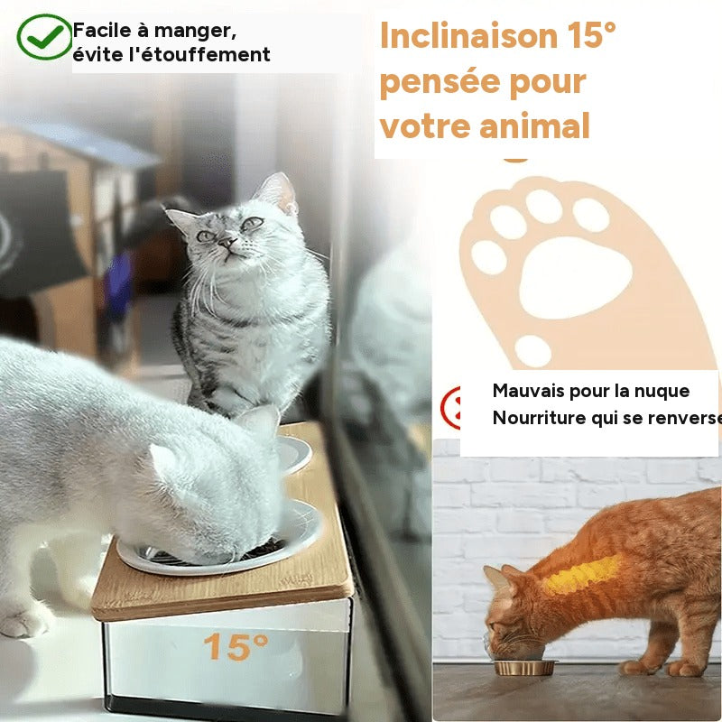 Bol surélevé incliné 15 pour chat et chien - support bambou, bol céramique – détail 6