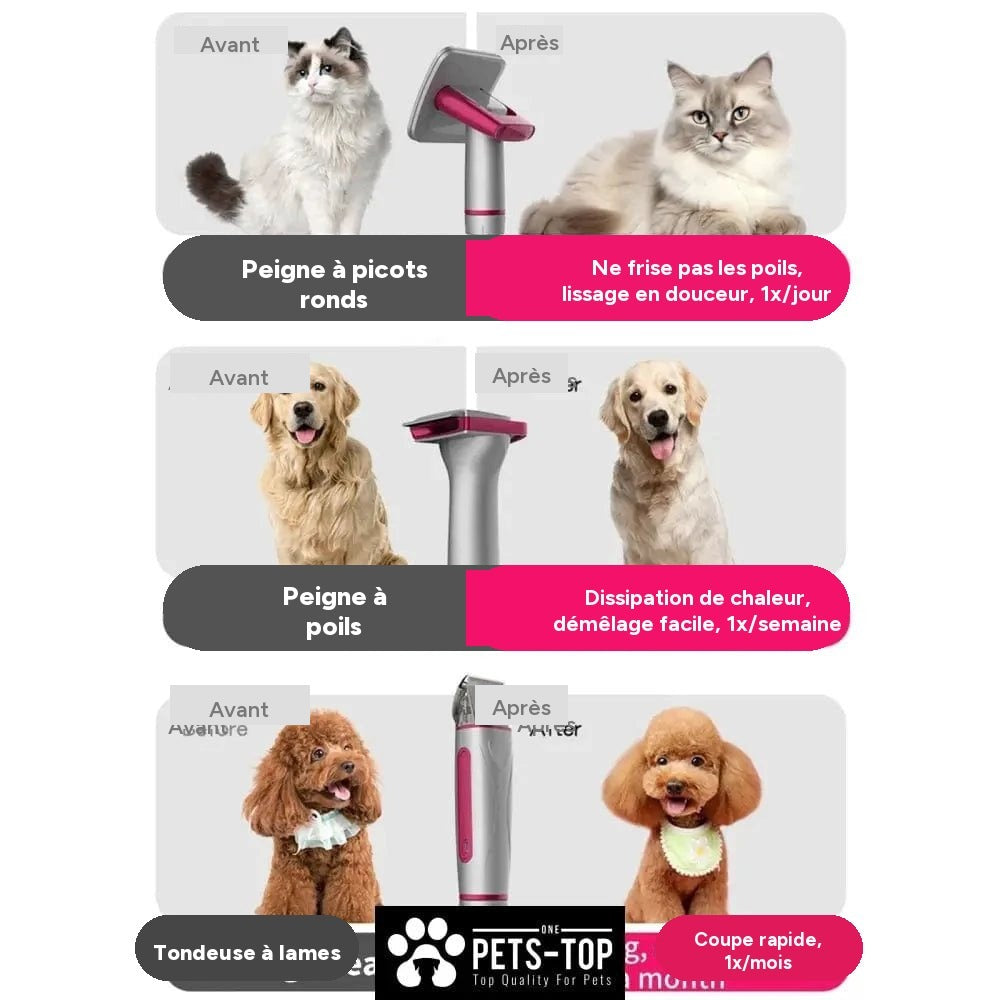 Kit de toilettage 10-en-1 chien et chat – vue de face