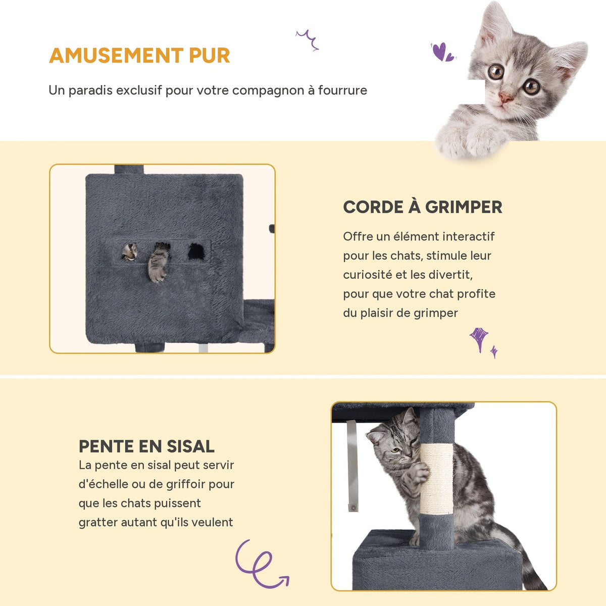 Arbre a chat XXL 193 cm 3 niches - infographie 4