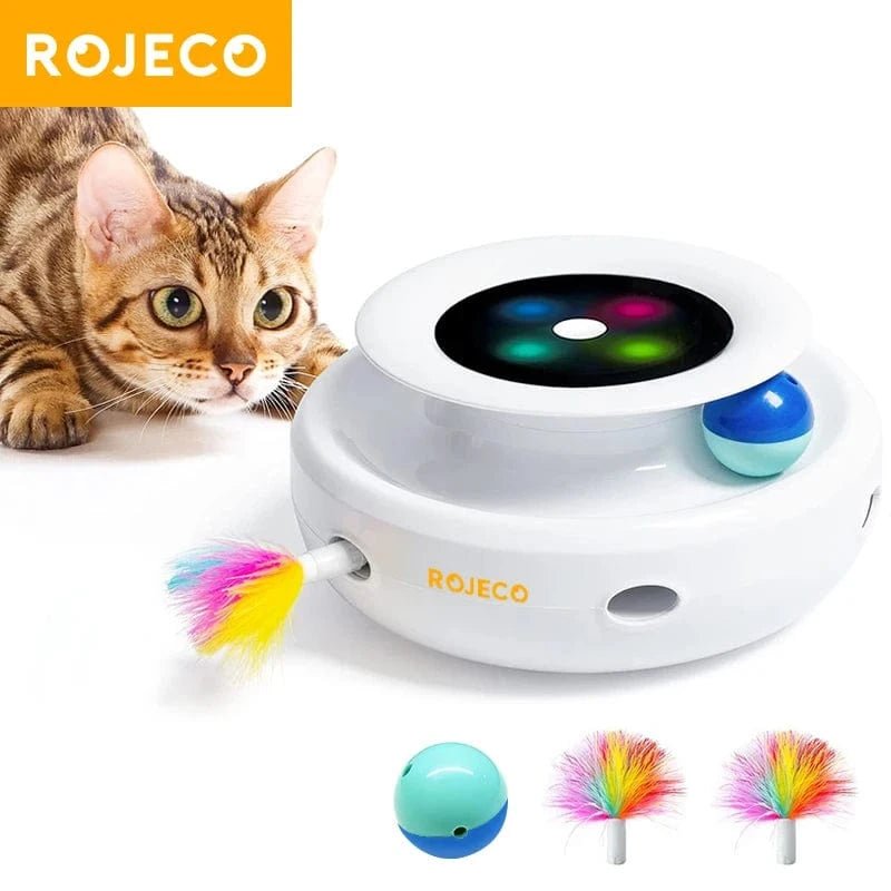 Jouet automatique 2 - en - 1 – Balle interactive & plume pour chat - One PETS - TOP