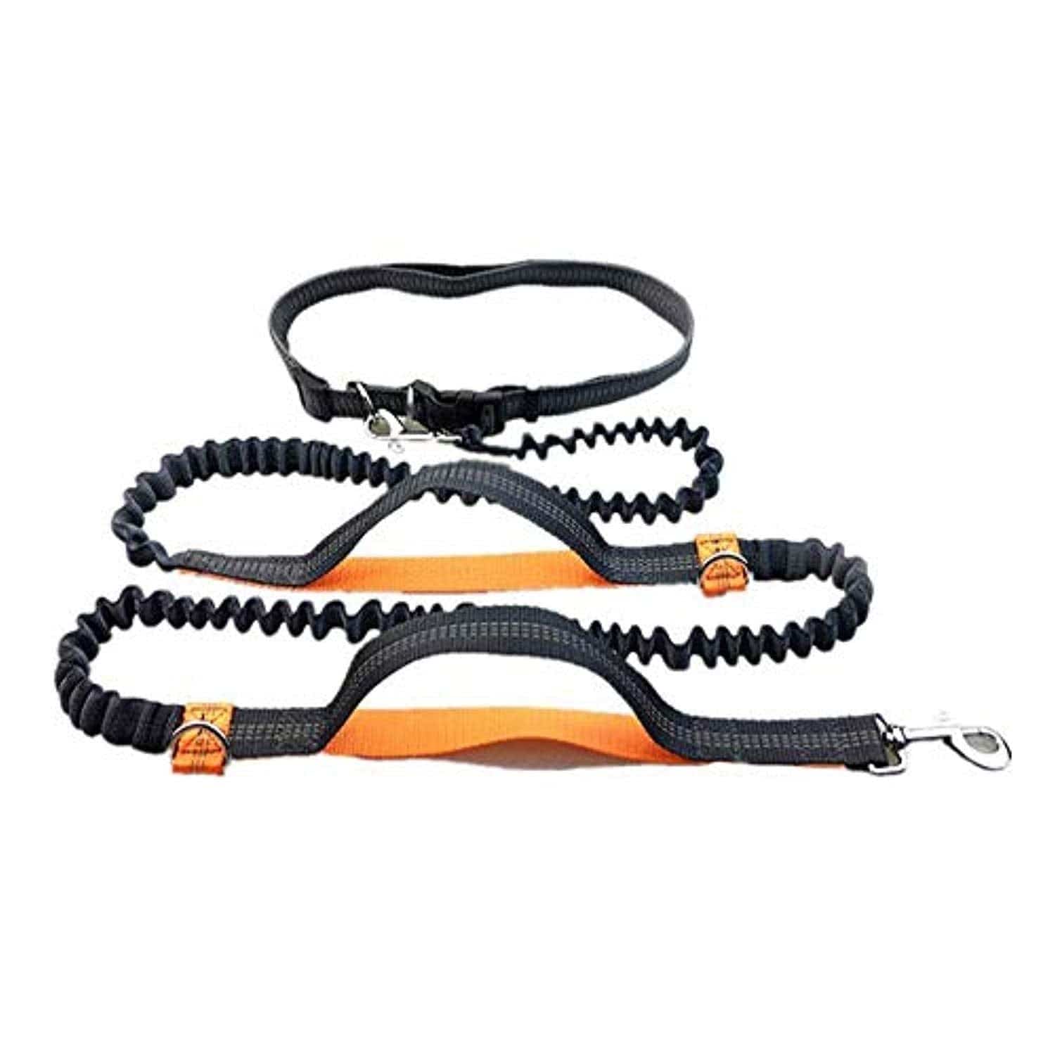 Laisse Pour Chiens Mains Libres Rétractables Avec Deux Elastiques, Laisse Ajustable, Laisse Avec Matériau Réfléchissant Pour Le Jogging, La Randonnée, Le Vélo One PETS-TOP