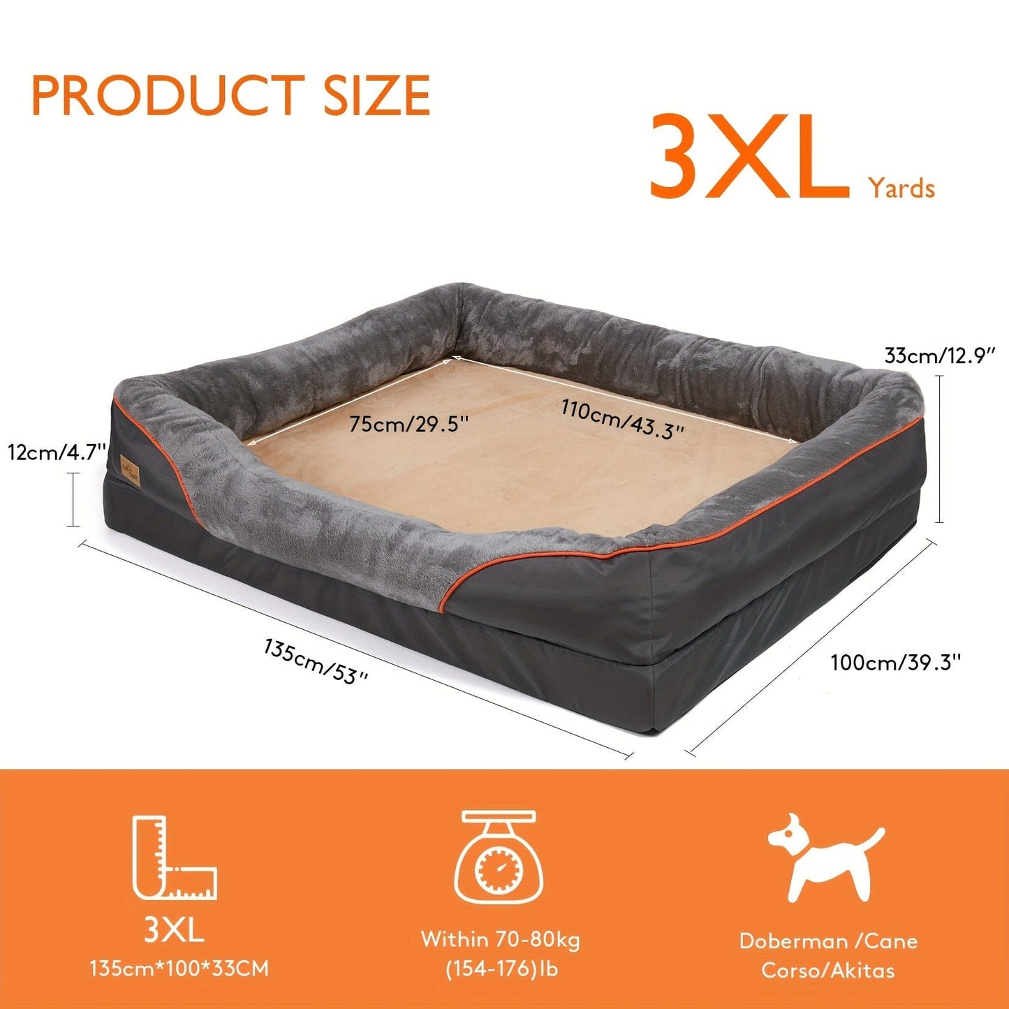 Lit orthopédique XXL pour chien – Sofa moelleux avec housse lavable XXXL One PETS-TOP