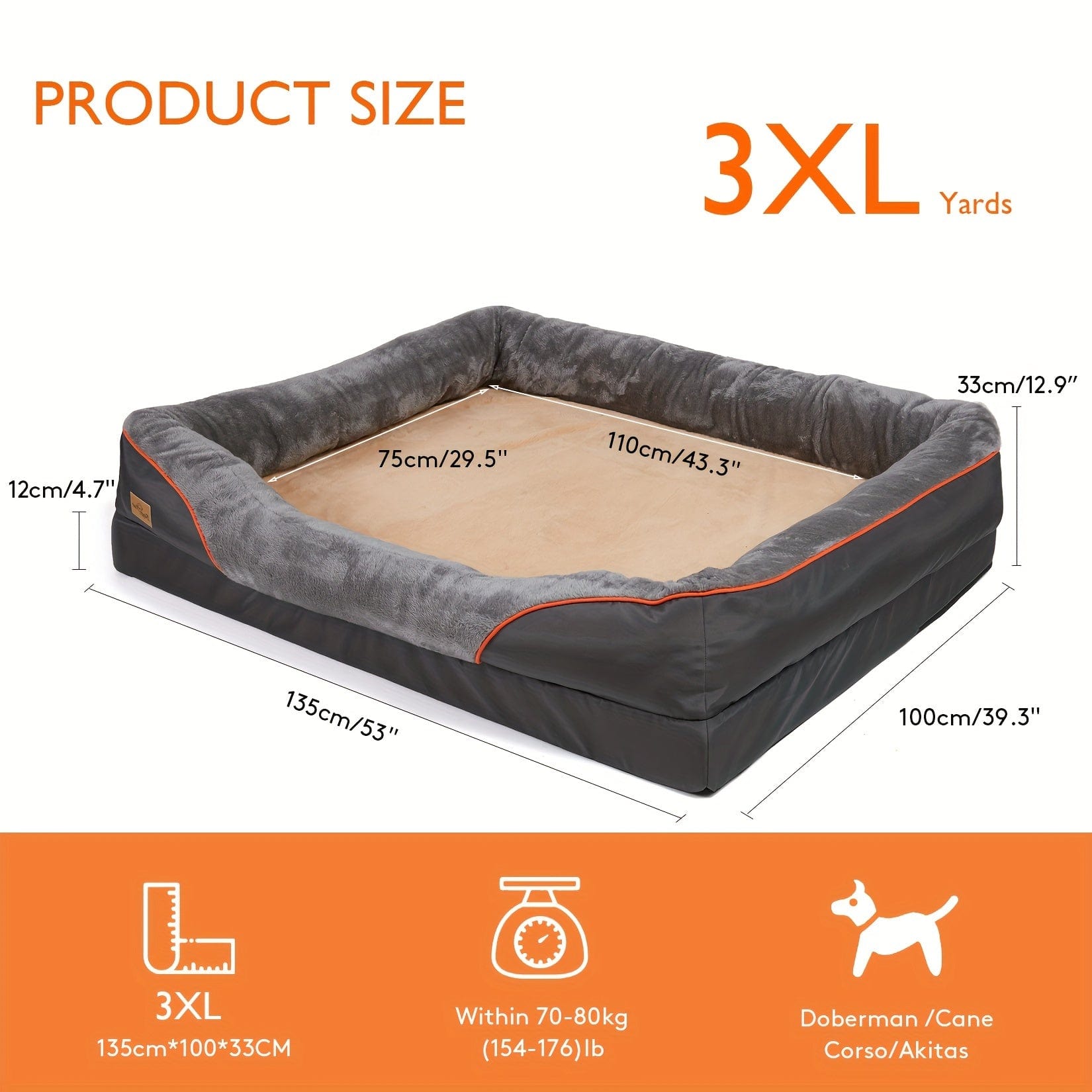 Lit orthopédique XXL pour chien – Sofa moelleux avec housse lavable XXXL One PETS-TOP