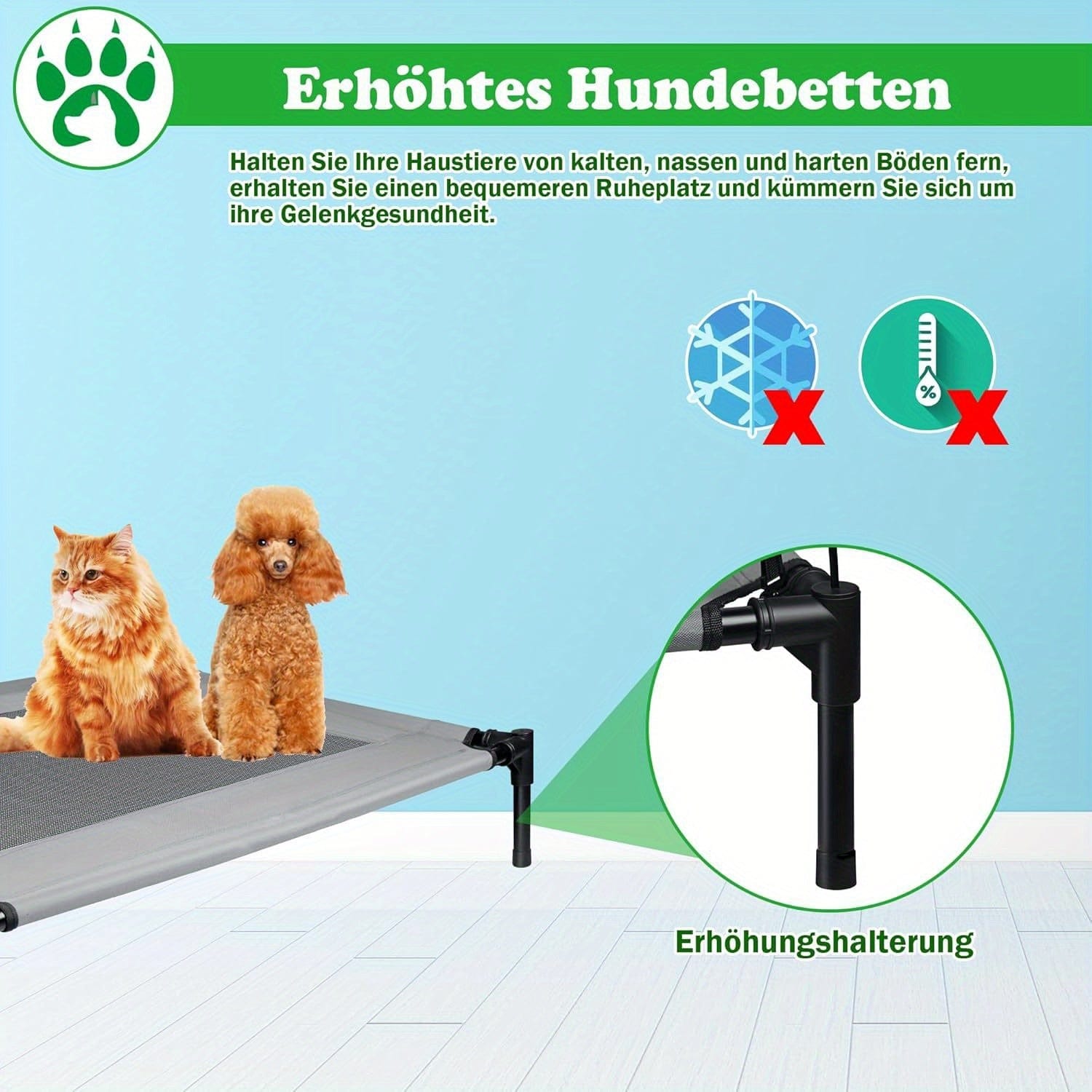 Lit surélevé pour chien avec auvent – Couchage portable intérieur/extérieur One PETS-TOP