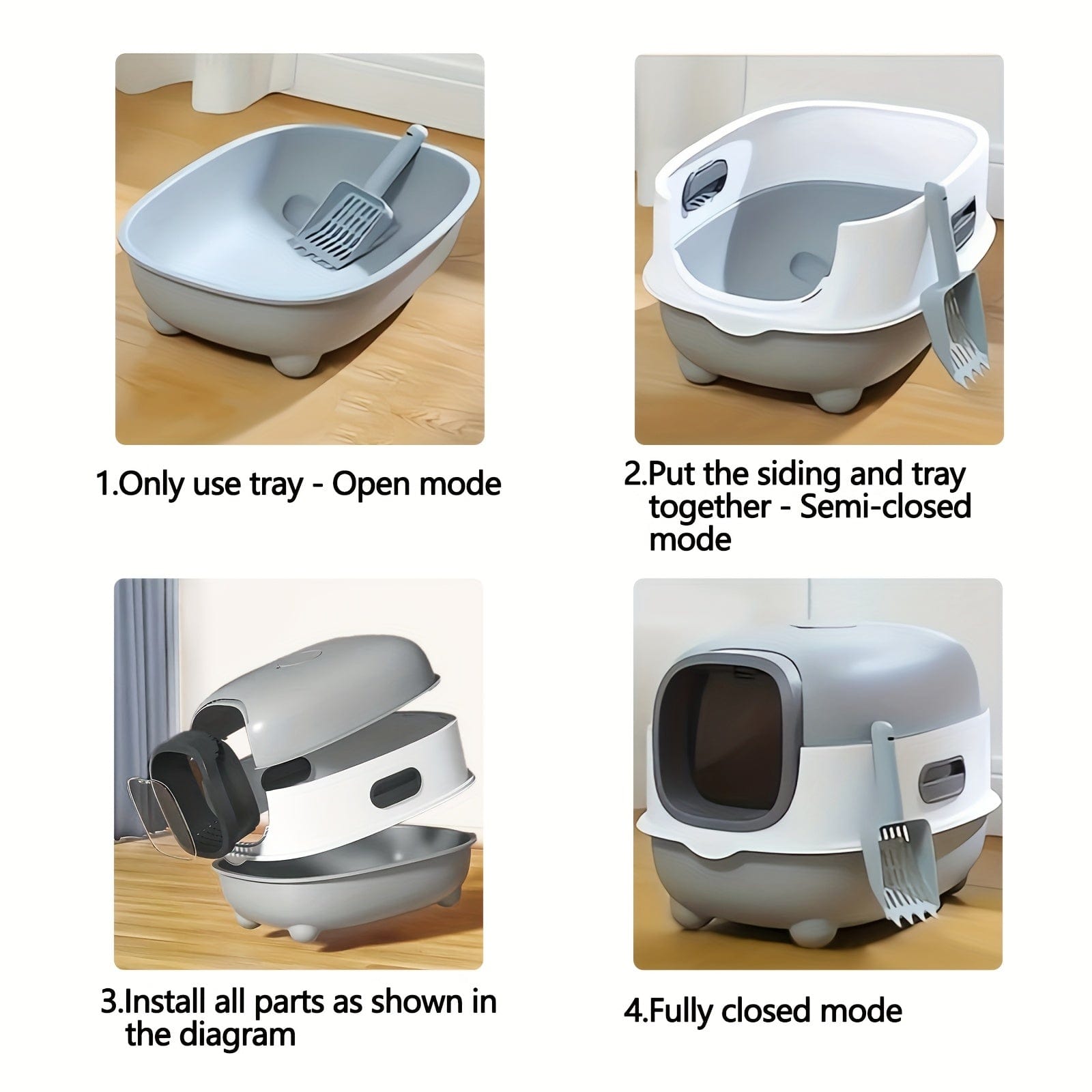 Litière XXL fermée pour chat – Couvercle amovible & design anti - odeurs - One PETS - TOP