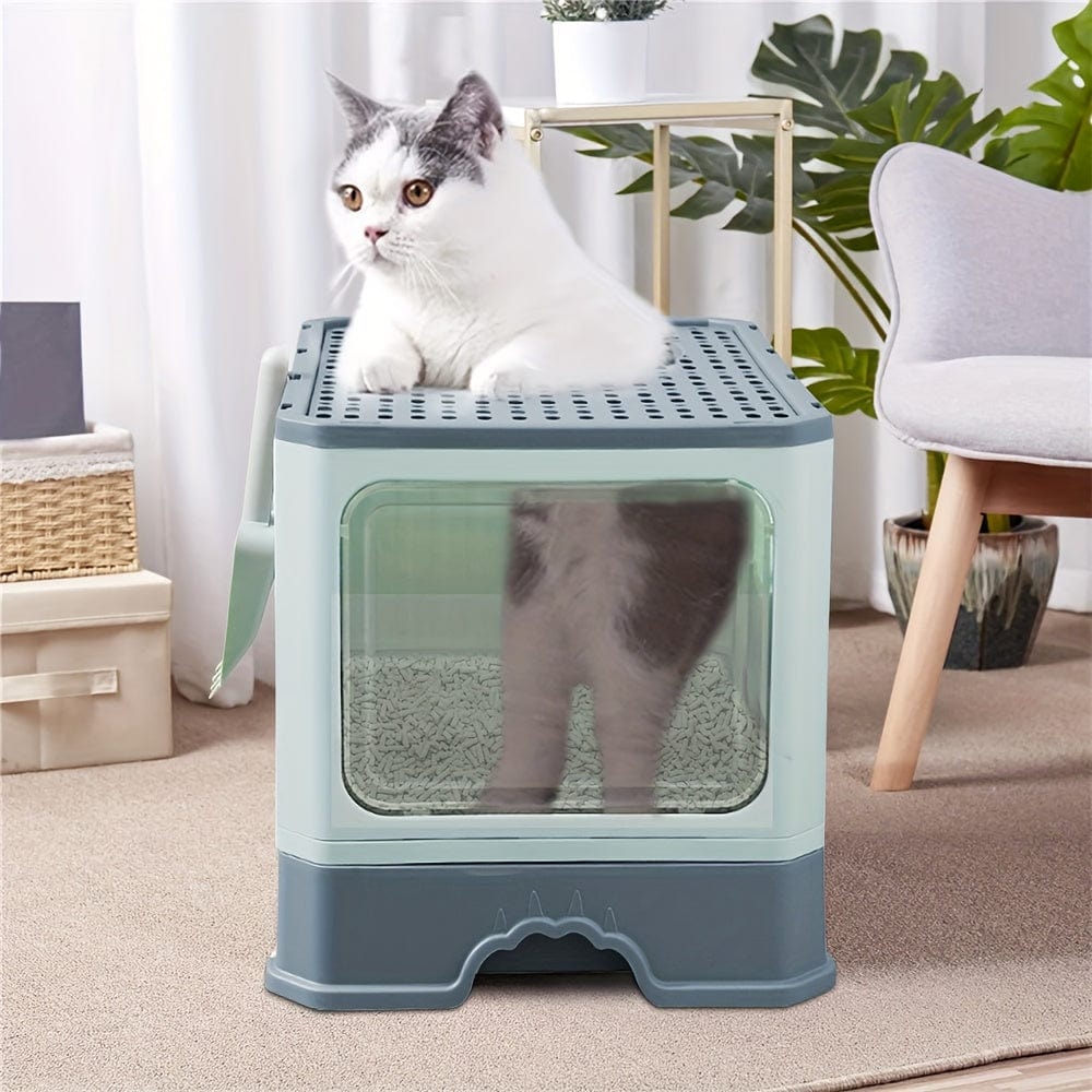 Litière XXL pliable pour chat – Tiroir amovible & design anti - éclaboussures - One PETS - TOP