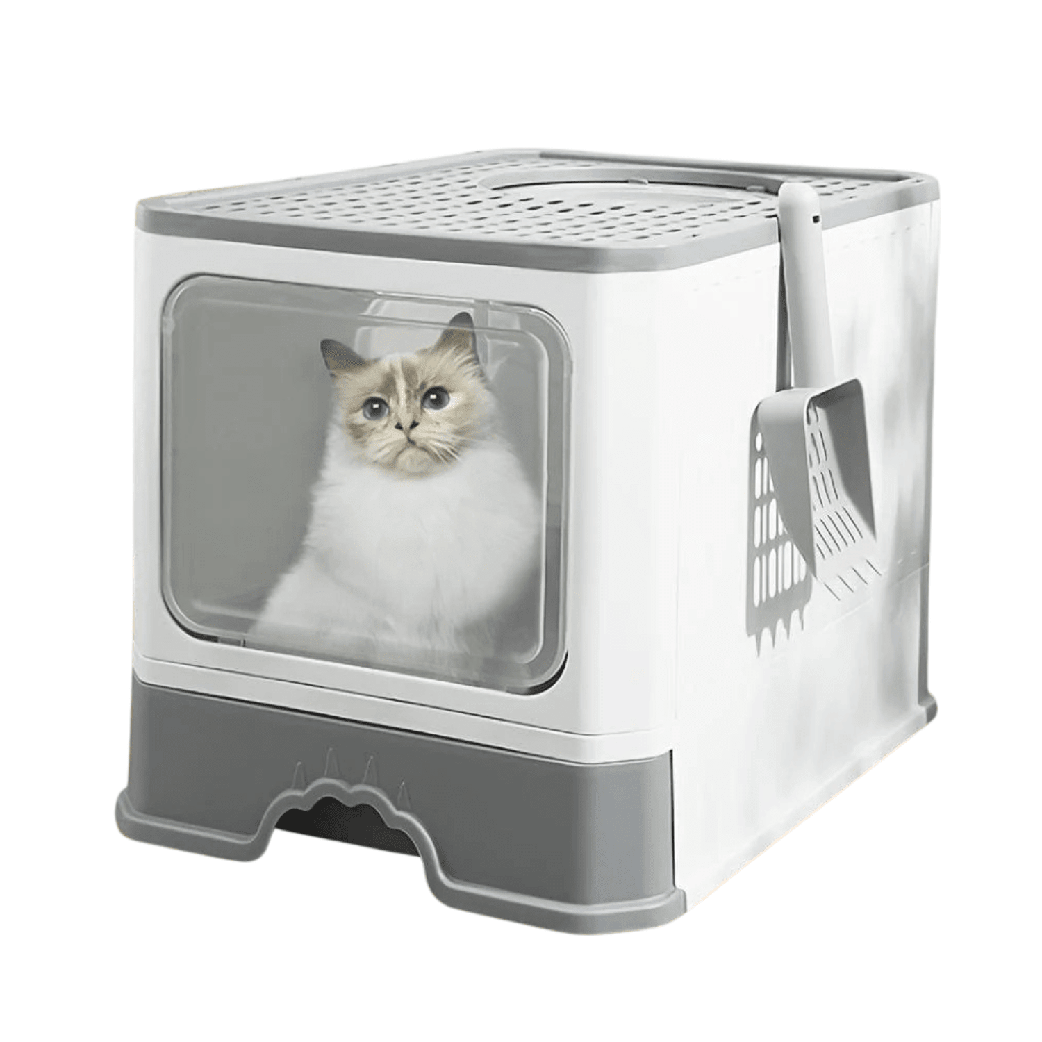 Litière XXL pliable pour chat – Tiroir amovible & design anti - éclaboussures - One PETS - TOP