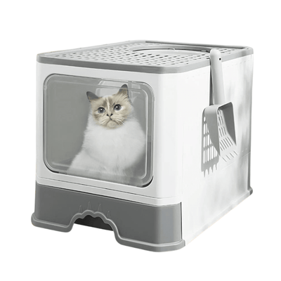 Litière XXL pliable pour chat – Tiroir amovible & design anti - éclaboussures - One PETS - TOP
