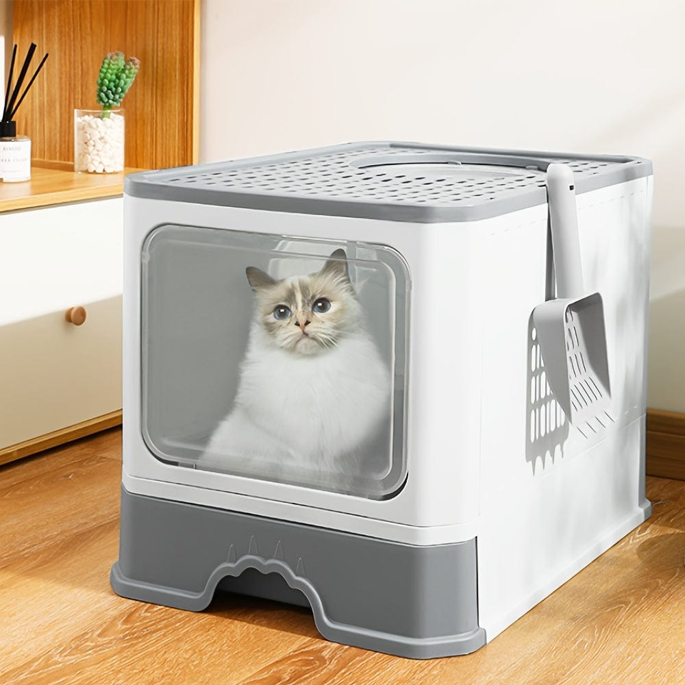 Litière XXL pliable pour chat – Tiroir amovible & design anti - éclaboussures - One PETS - TOP