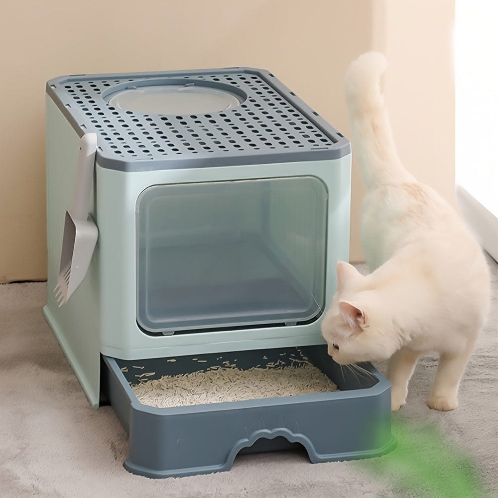 Litière XXL pliable pour chat – Tiroir amovible & design anti - éclaboussures - One PETS - TOP