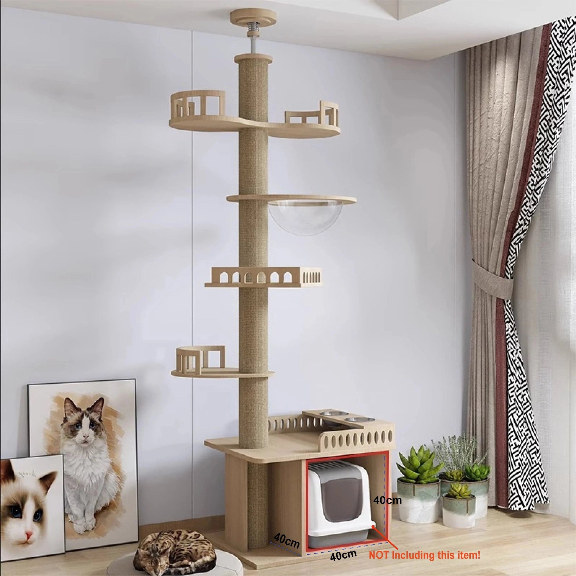 Maison d’arbre réglable chat – Tour du sol au plafond avec hamac - One PETS - TOP