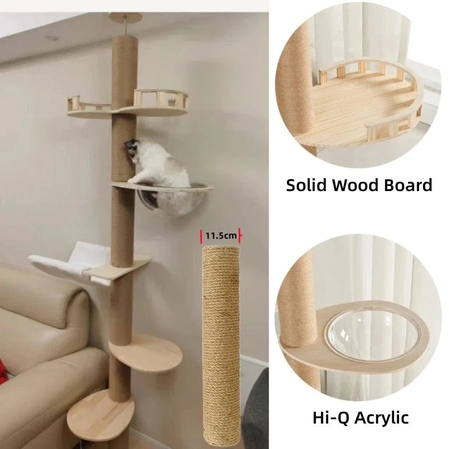 Maison d’arbre réglable chat – Tour du sol au plafond avec hamac - One PETS - TOP