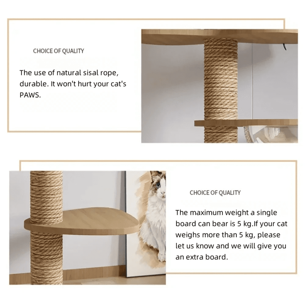 Maison d’arbre réglable chat – Tour du sol au plafond avec hamac - One PETS - TOP