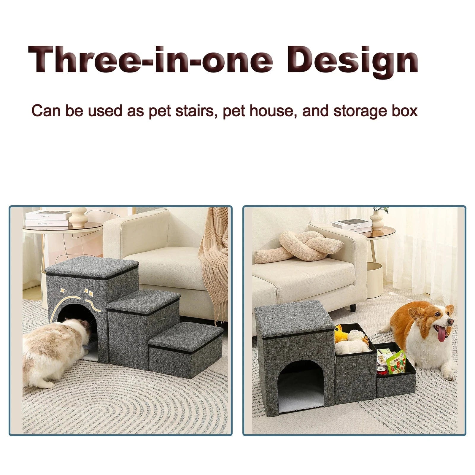 Marches pliables 3-en-1 pour chiens – Escalier antidérapant durable Gris / Allemagne One PETS-TOP