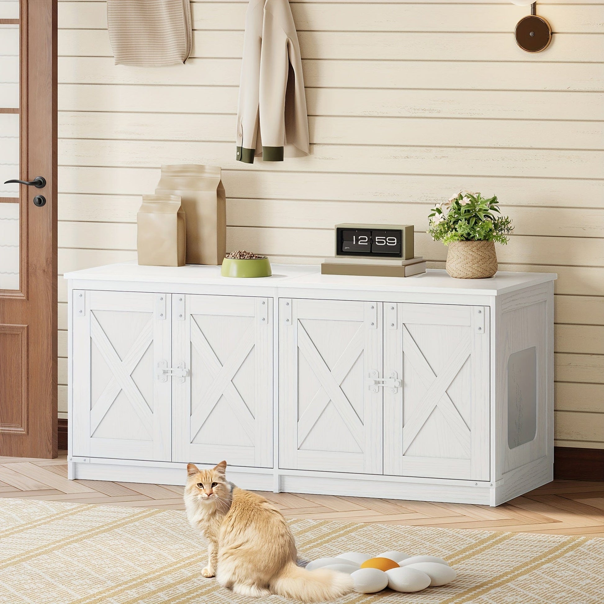 Meuble cache-litière double – Design moderne & cachette pour chats One PETS-TOP