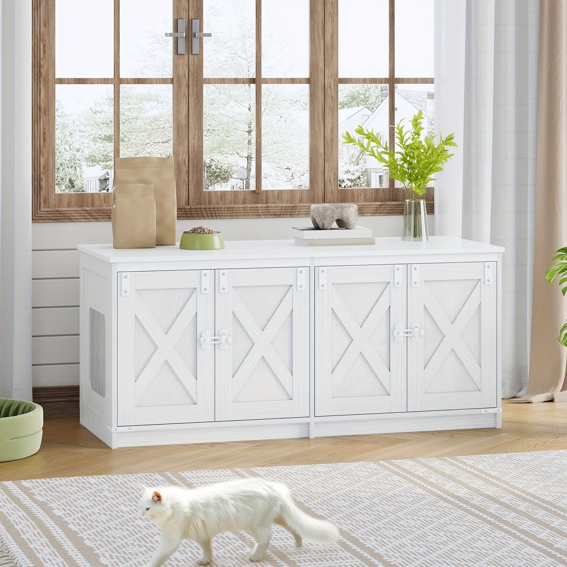 Meuble cache-litière double – Design moderne & cachette pour chats One PETS-TOP