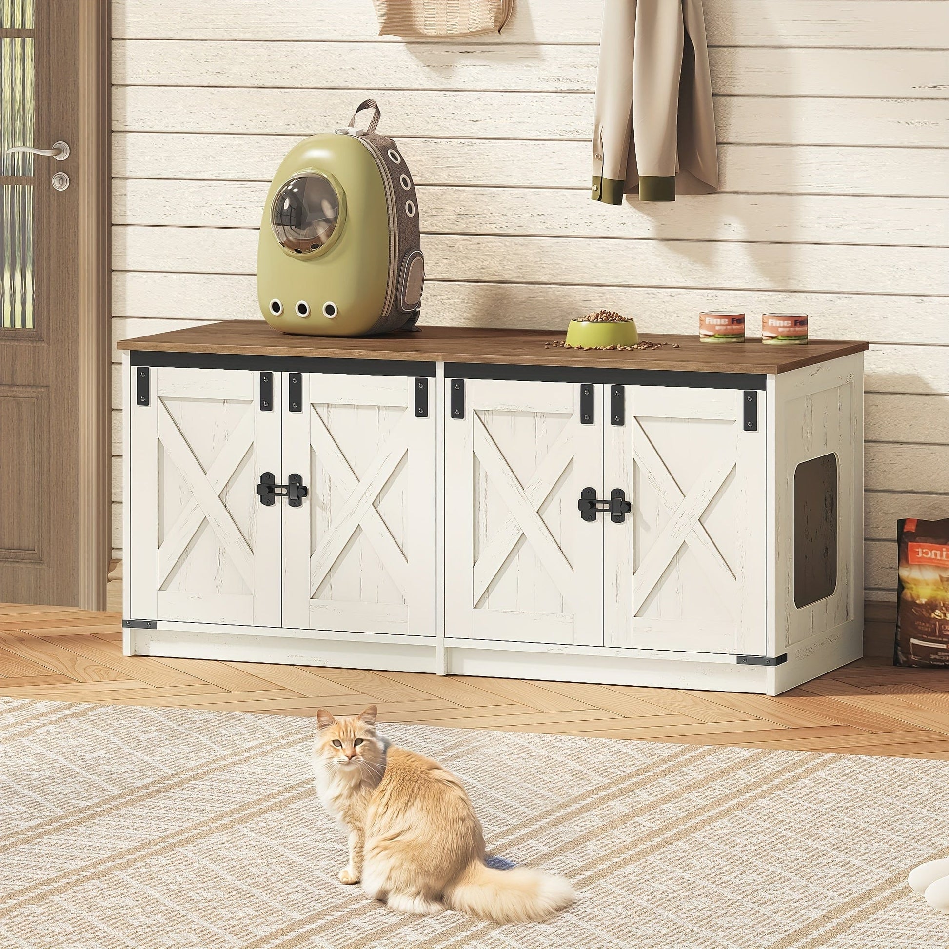 Meuble cache-litière double – Design moderne & cachette pour chats One PETS-TOP