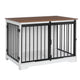 Meuble cage pour chien design – Niche intérieure bois blanc & brun 100 cm - One PETS-TOP