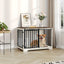 Meuble cage pour chien design – Niche intérieure bois blanc & brun 100 cm - One PETS - TOP