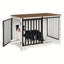 Meuble cage pour chien design – Niche intérieure bois blanc & brun 100 cm - One PETS - TOP