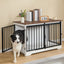 Meuble cage pour chien design – Niche intérieure bois blanc & brun 100 cm - One PETS - TOP