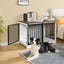 Meuble cage pour chien design – Niche intérieure bois blanc & brun 100 cm - One PETS - TOP